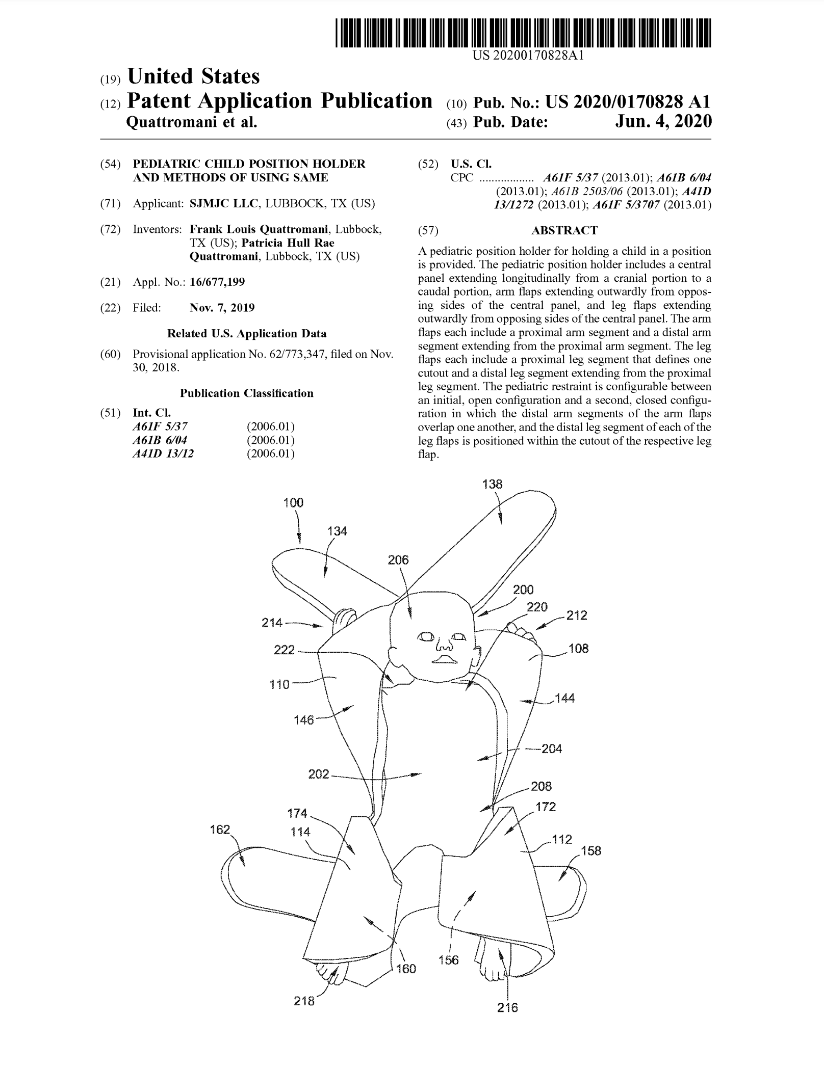 The Patent page for the Pediatric Position Holder